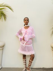 Baby Pink Handmade Knit Midi Skirt