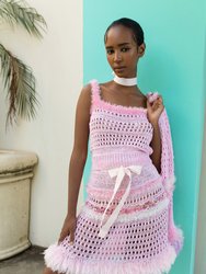 Baby Pink Handmade Knit Midi Skirt