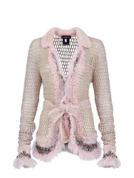 Baby Pink Handmade Knit Short Cardigan - Pink