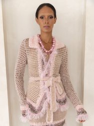 Baby Pink Handmade Knit Short Cardigan