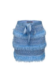 Blue Handmade Knit Skirt - Blue