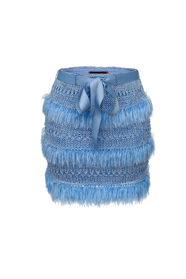 Blue Handmade Knit Skirt - Blue