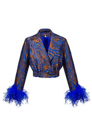 Blue Marilyn Jacket With Feathers - Blue