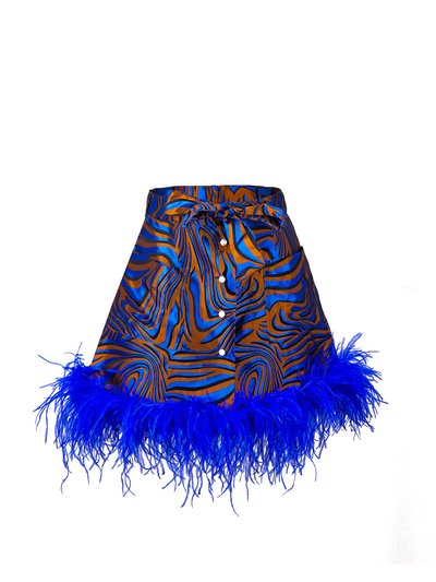 ANDREEVA Blue Marilyn Skirt With Feathers Details product
