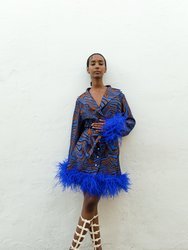 Blue Marilyn Skirt With Feathers Details