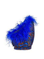 Blue Marilyn Top With Feathers Details - Blue