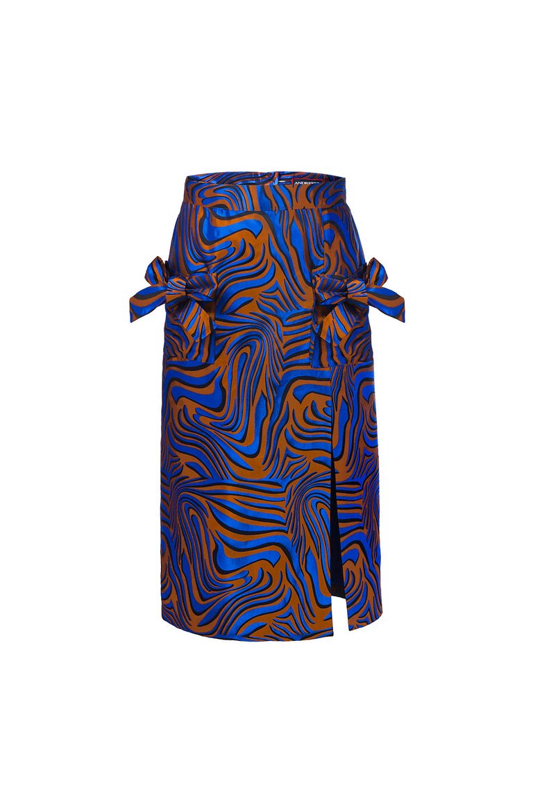 Blue Printed Skirt - Blue