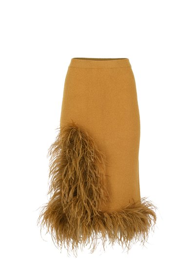 ANDREEVA Camel Knit Skirt With Feathers product
