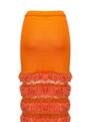 Golden Poppy Knit Skirt With Handmade Knit Details