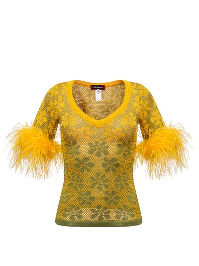 ANDREEVA Green Flower Top With Feathers product