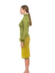 Green Knit Skirt With Handmade Knit Details