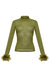 Green Knit Turtleneck With Handmade Knit Details - Green