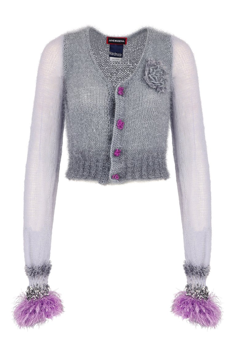 Handmade Cashmere Knit Cardigan - Grey