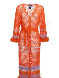 Handmade Crochet Cardigan-Dress - Orange