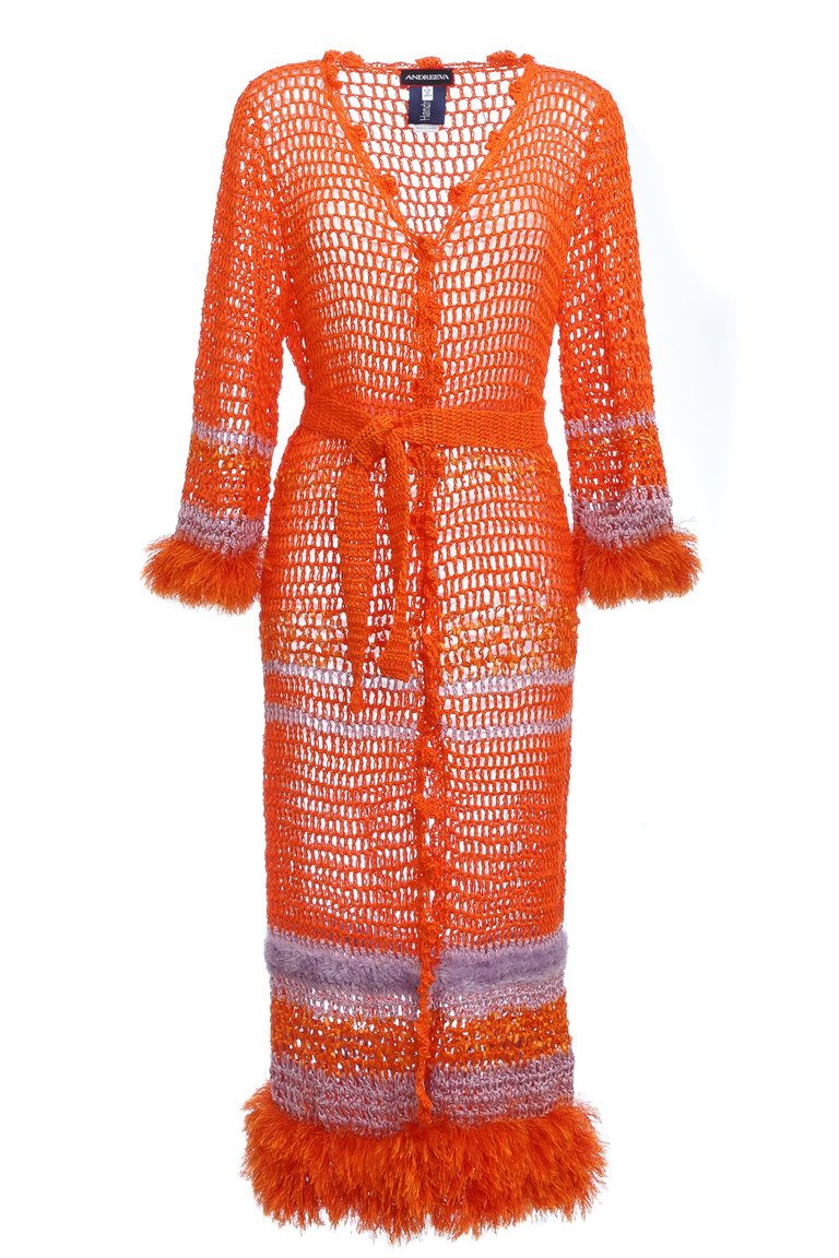 Handmade Crochet Cardigan-Dress - Orange