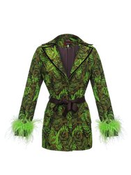 Jacqueline Blazer №20 With Detachable Feather Cuffs - Green