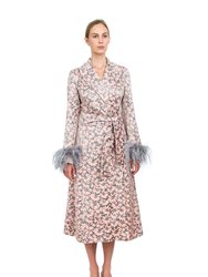 Jacqueline Coat №22 With Detachable Feathers Cuffs - Grey