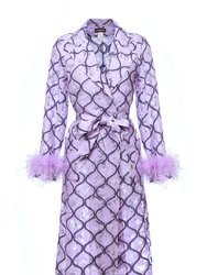 Lavender Coat № 23 With Detachable Feathers Cuffs - Lavender