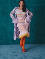 Lavender Coat № 23 With Detachable Feathers Cuffs