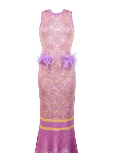 ANDREEVA Lavender Knit Dress With Feathers Details product