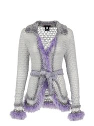 Light Grey Handmade Knit Cardigan - Lavender
