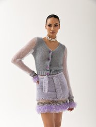 Light Grey Handmade Knit Midi Skirt