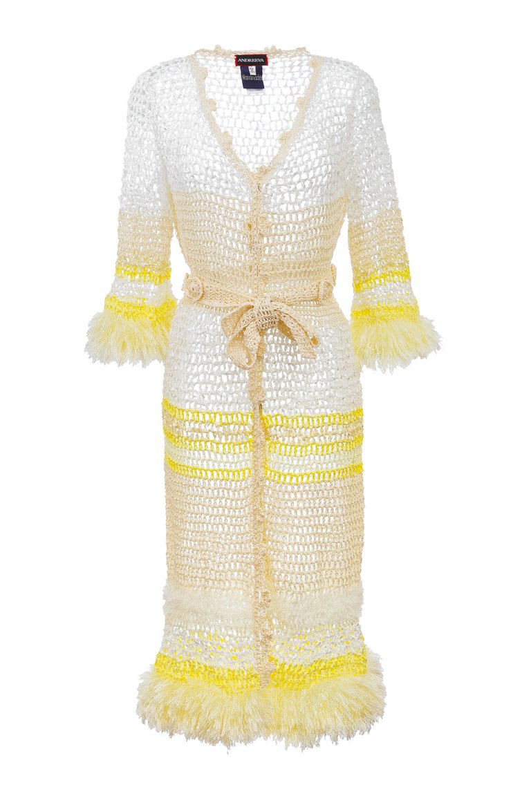 Malva Handmade Knit Cardigan Dress - White
