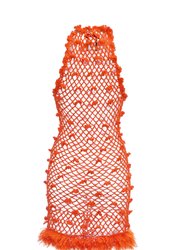 Malva Orange Handmade Crochet Dress - Orange