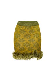 Mini Green Knit Skirt With Handmade Knit DetailsK - Green