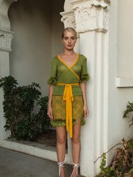 Mini Green Knit Skirt With Handmade Knit DetailsK