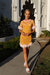 Mini Yellow Knit Skirt with feather details