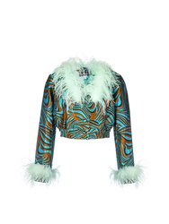 Mint Marilyn Jacket With Feathers - Mint