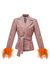 Orange Jacquard Jacket №22 with detachable feather cuffs - Orange