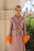 Orange Jacqueline Coat №22 With Detachable Feathers Cuffs