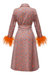 Orange Jacqueline Coat №22 With Detachable Feathers Cuffs