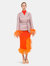 Orange Knit Skirt-Dress With Feather Details