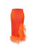 Orange Knit Skirt-Dress With Feather Details - Orange