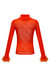 Orange Knit Turtleneck With Handmade Knit Details