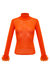 Orange Knit Turtleneck With Handmade Knit Details - Orange