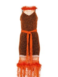 Orange Rose Handmade Knit Dress - Orange