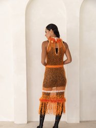 Orange Rose Handmade Knit Dress