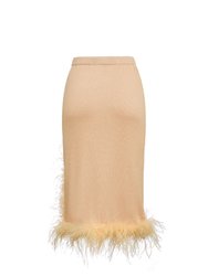 Peach Knit Skirt-Dress With Feathers