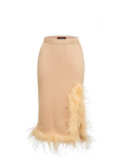 ANDREEVA Peach Knit Skirt-Dress With Feathers product