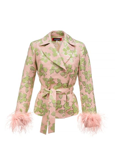 ANDREEVA Pink Jacquard Jacket №19 with detachable feather cuffs product