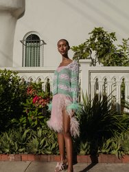 Pink Knit Skirt-Dress With Feather Details