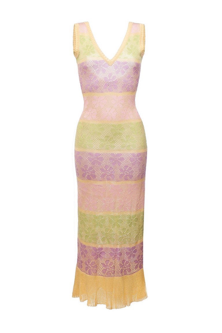 ANDREEVA Multicolor Rainbow Maxi Knit Dress | Verishop
