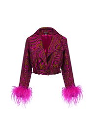 Raspberry Marilyn Jacket With Feathers - Pink