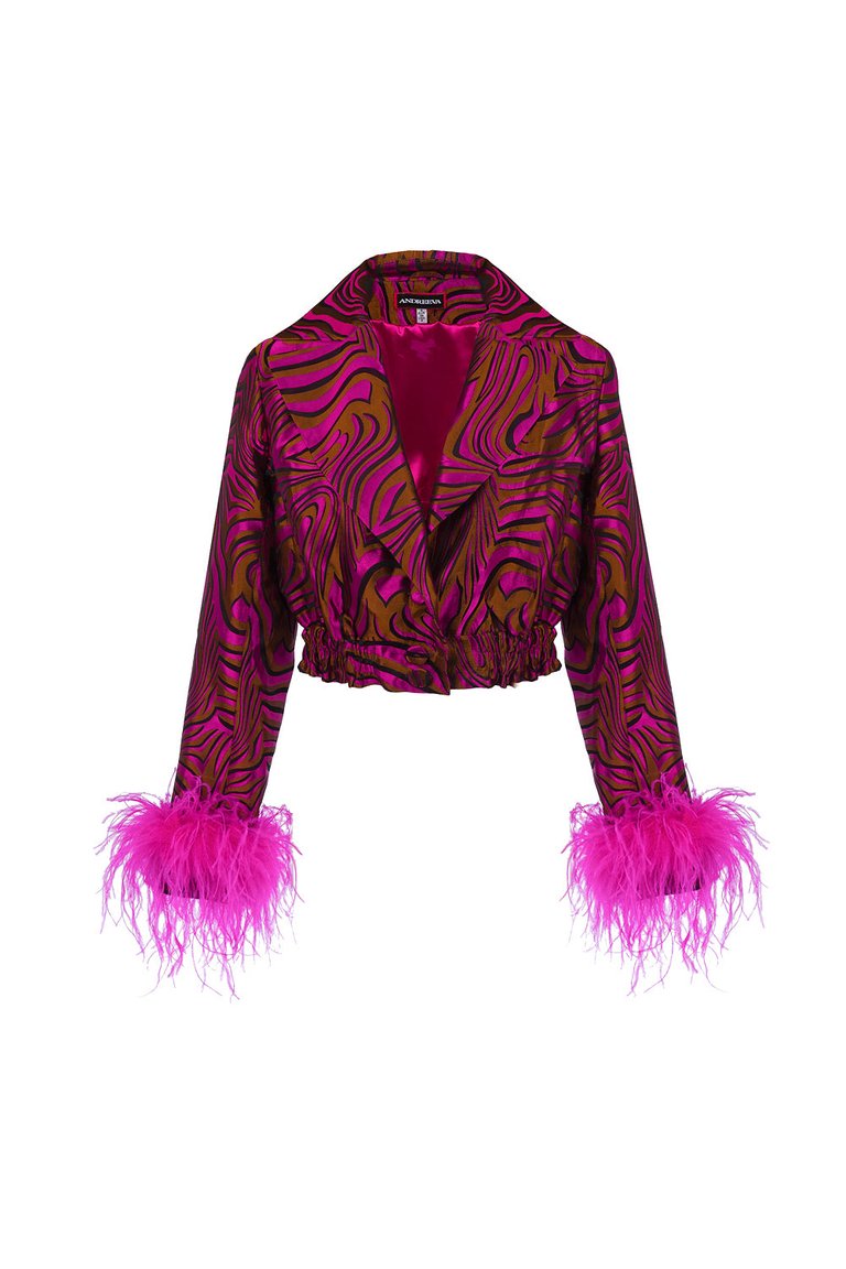 Raspberry Marilyn Jacket With Feathers - Pink