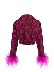 Raspberry Marilyn Jacket With Feathers