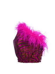 Raspberry Marilyn Top With Feathers Details - Pink